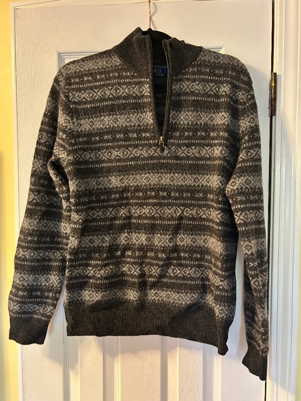 Polo Ralph Lauren Grey Fair Isle Wool Sweater S